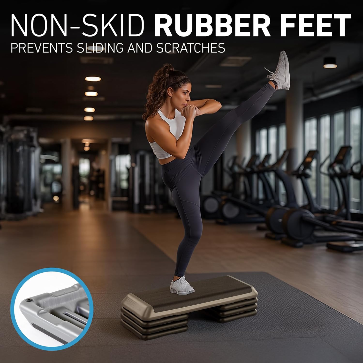 The Original STEP Exercise Step Platform, Health Club Size Stepper for Exercise at Home with 4 Stackable Risers for Height Adjustments - Image 4