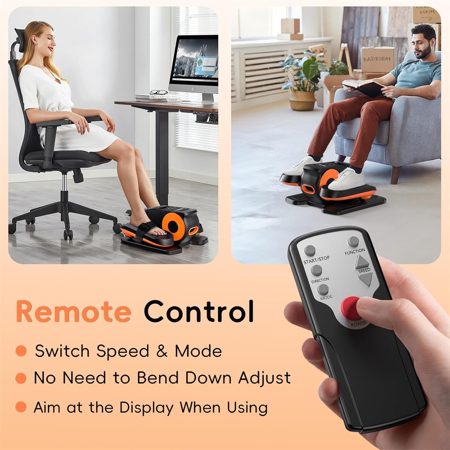 Under Desk Elliptical Machine, Morelax Ellipse Leg Exerciser for Seniors Fully Assembled, Quiet & Portable Electric Seated Pedal Exerciser with Remote Control & 12 Adjustable Speeds - Image 6