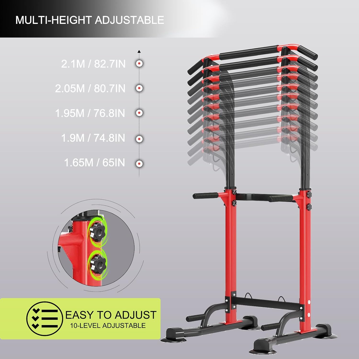 Power Tower Pull Up Bar,Pull-Up Rack Dip Station,Height Adjustable Multi-functional Home Strength Training Gym Equipment, Save Space,People Below 6 feet - Image 3