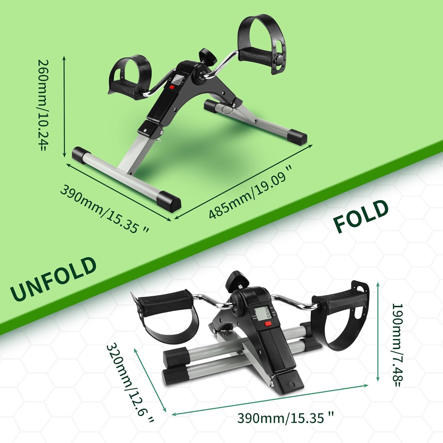 Under Desk Bike Pedal Exerciser Folding Arm Bike with LCD Display Adjustable Resistance Foldable Mini Exercise Bike Machine for Office Home with Suction Cups Anti-Slip - Image 5