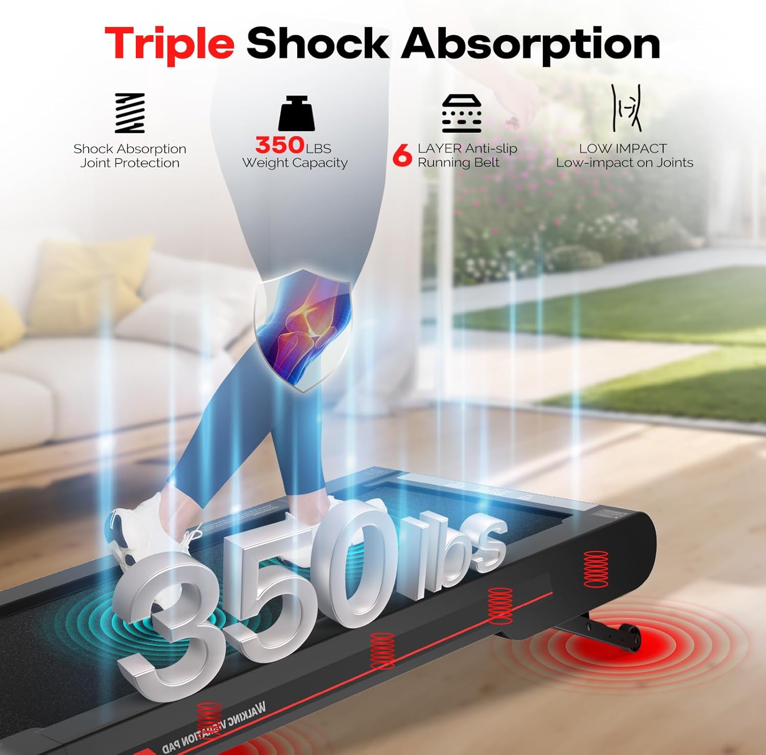 Sperax Walking Treadmill Pad with APP, 3 in 1 Under Desk Treadmill, 400W Low Noise Walking Vibration Pad with Remote Control,Portable Treadmills for Home Office - Image 3