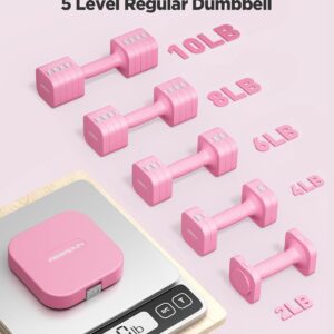 FEIERDUN 5-in-1 Adjustable Dumbbell Set of 2, 20LBS/10LBS Hand Weights for Women, 1s-Adjust Dual-Stable Dumbbell Set for Women Home Gym & Outdoor