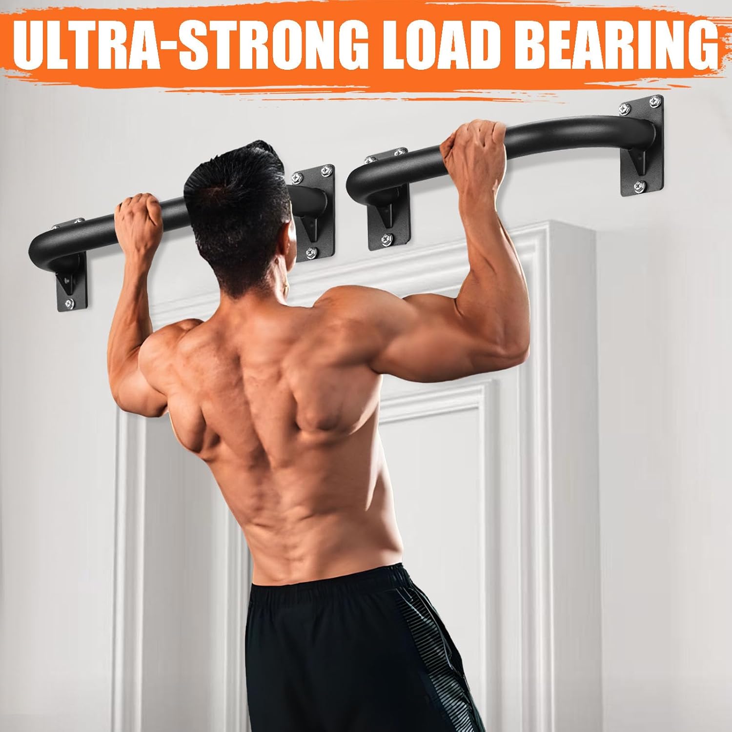 TOBWOLF 2PCS Wall Mount Doorway Pull Up Bar, Heavy Duty Strength Training Chin Up Bars, Door Frame Pull-Up Bars Ceiling Wall Mounted, Thick steel Sturdy Hanging Pull-up Bar for Home Gym Workout - Image 6