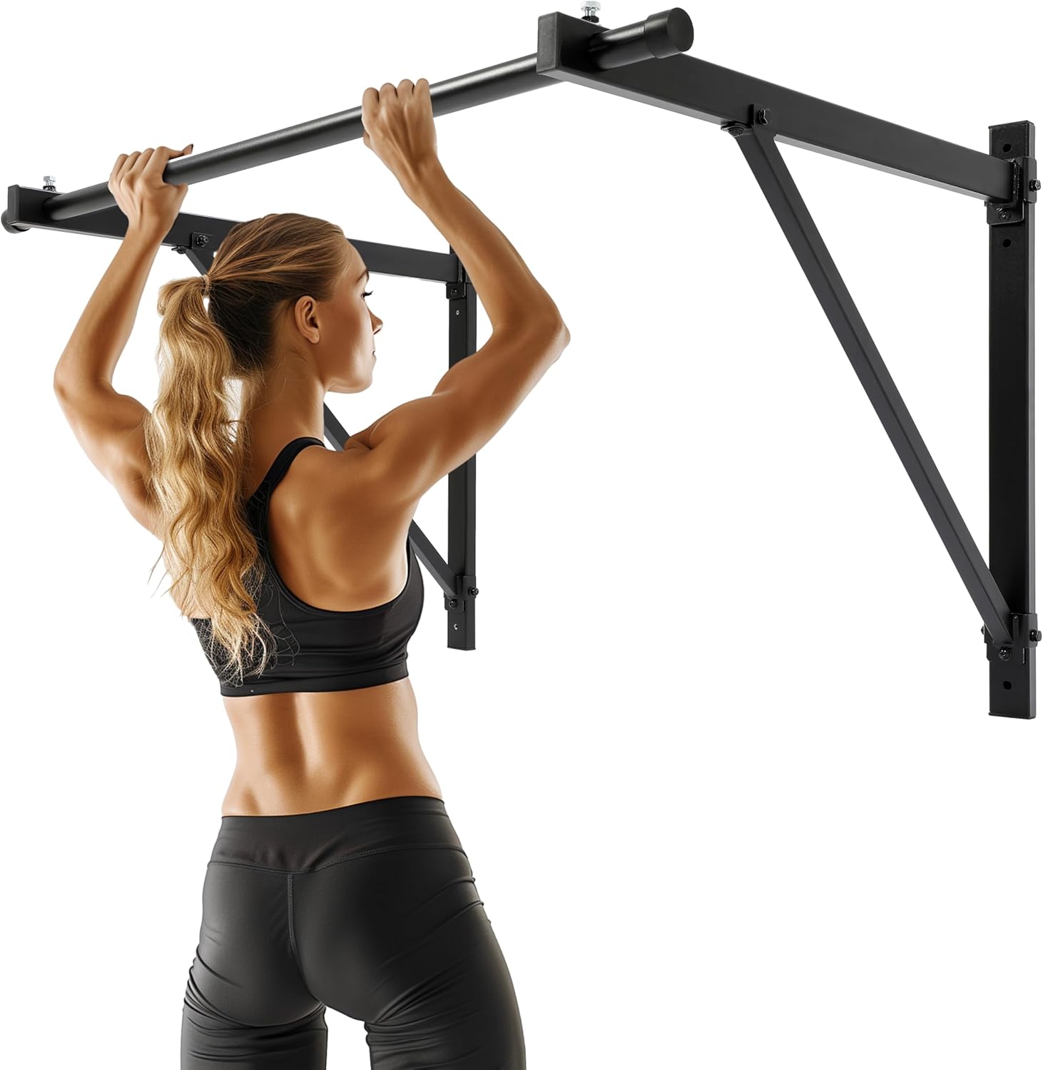 ECOTRIC 46'' Wall Mounted Pull Up Bar Chin up Bar Doorway Exercise Bar Upper Body Gym Workout Bar Heavy Duty Training Fitness Home Heavy Duty 500lbs