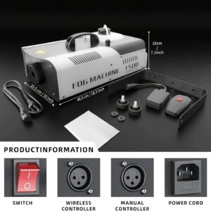 1500 Watt Fog Machine Indoor/Outdoor, Halloween Smoke Machine with Auto Mode and Wired Remote Control for Wedding, Parties and Stage Effect,20000 CFM Haze machine
