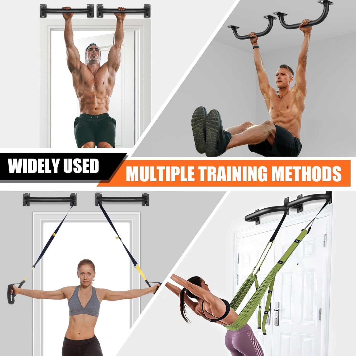 TOBWOLF 2PCS Wall Mount Doorway Pull Up Bar, Heavy Duty Strength Training Chin Up Bars, Door Frame Pull-Up Bars Ceiling Wall Mounted, Thick steel Sturdy Hanging Pull-up Bar for Home Gym Workout - Image 7