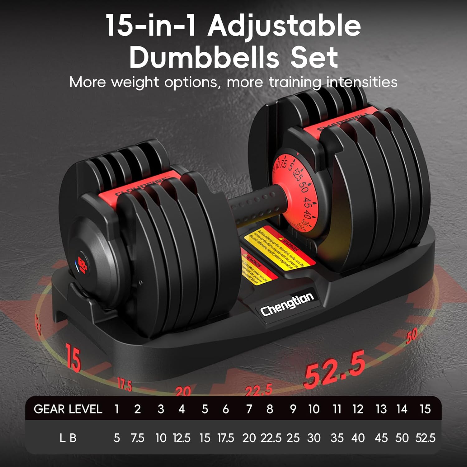 Upgraded Adjustable Dumbbells Set 52.5 lbs/25 lbs, 15/9 Weights Dumbbell Set, Quick Adjustable Dumbbells For Men Women Home Gym with Anti-Slip Handle, Safe and No Falling - Image 2