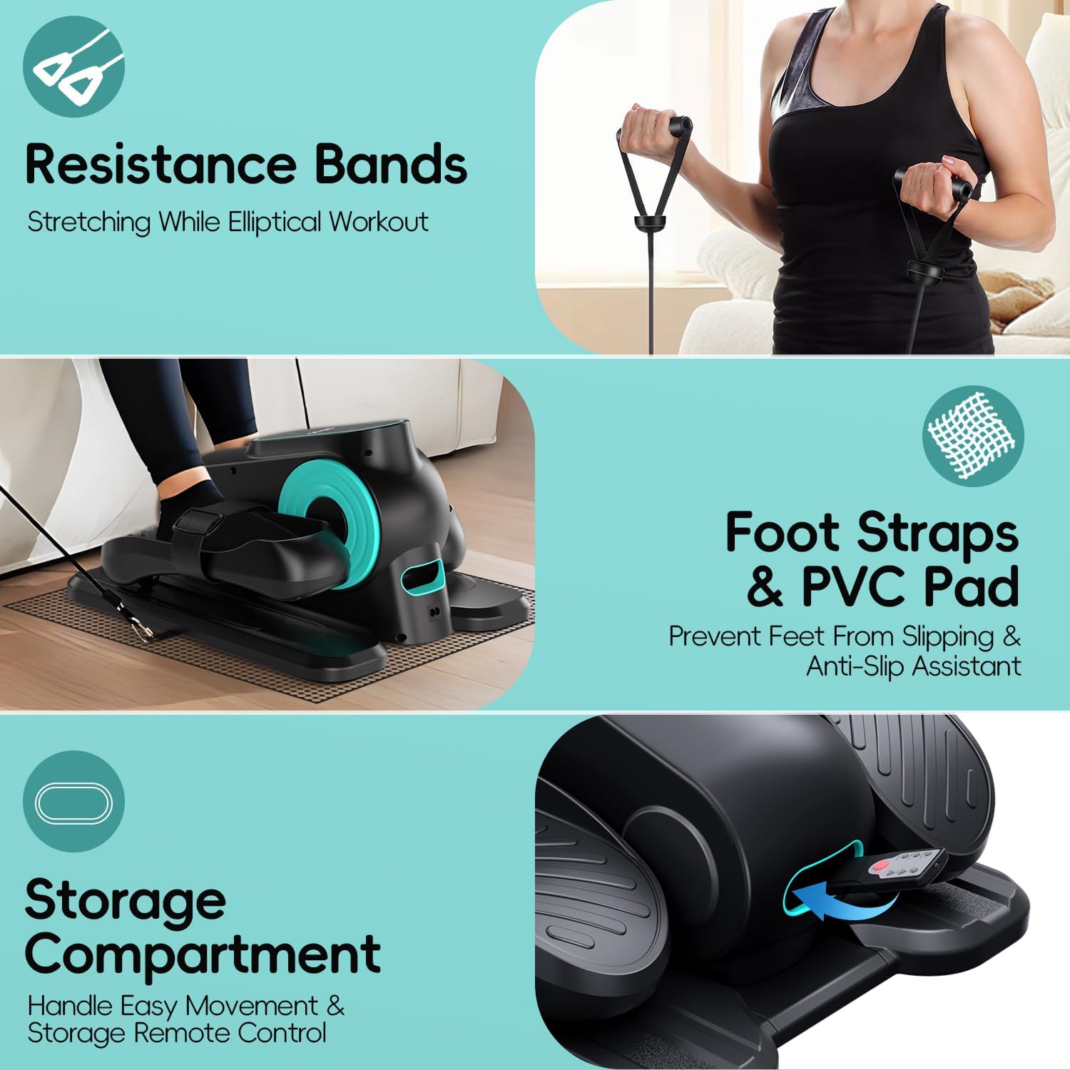 Under Desk Elliptical Machine, Morelax Ellipse Leg Exerciser for Seniors Fully Assembled, Quiet & Portable Electric Seated Pedal Exerciser with Remote Control & 12 Adjustable Speeds - Image 4