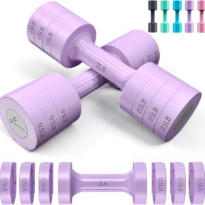 Sportneer Adjustable Dumbbells Hand Weights Set: 5 lb Dumbbell Set of 2 Each 2lb 3lb 4lb 5lb Free Weights Fast Adjust Weight 4 In 1 Weights Dumbbells Set for Women Men Home Gym Exercise Training