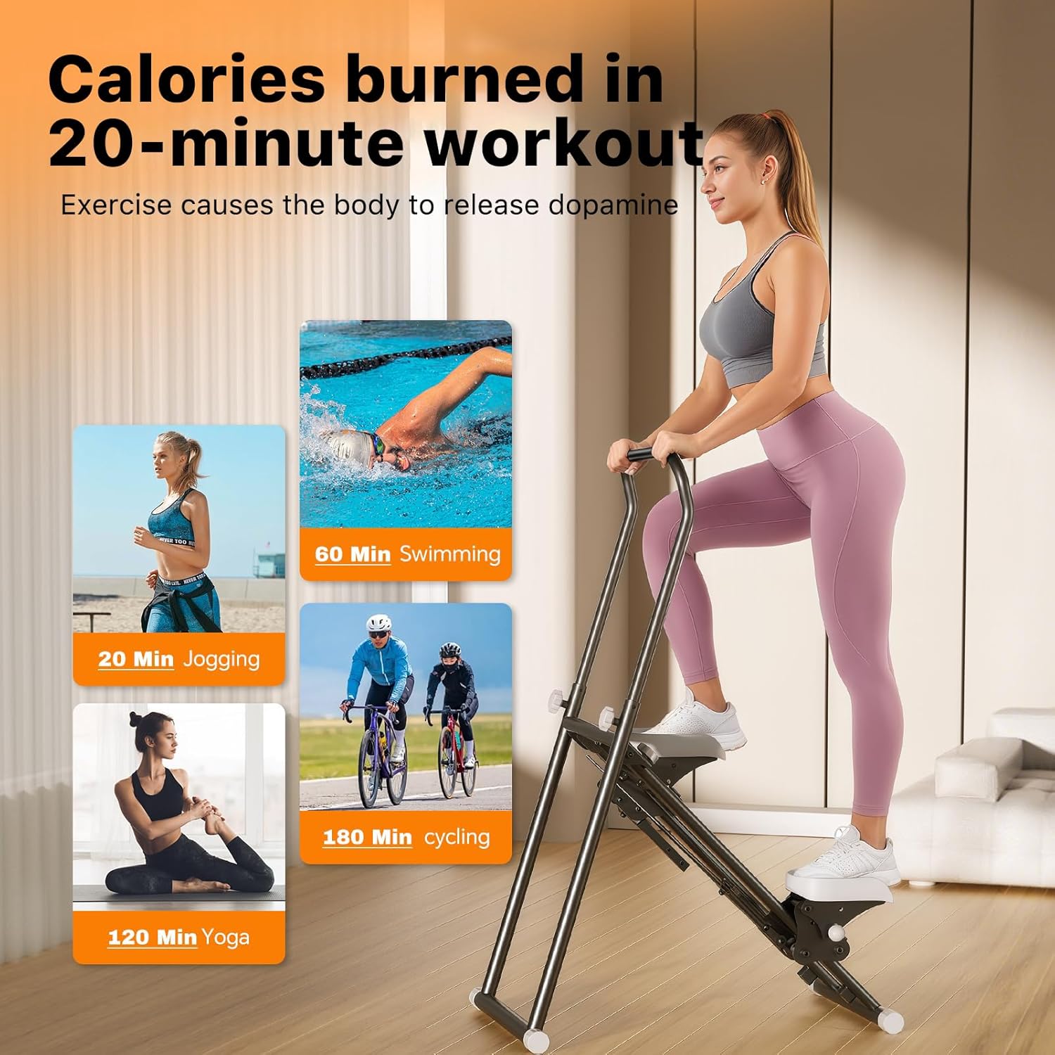 Stair Stepper for Home Gym,Folding Vertical Climber Cardio Exercise Machine,Stair Climber for Full Body Workout with Adjustable Handlebar for Women & Men - Image 2