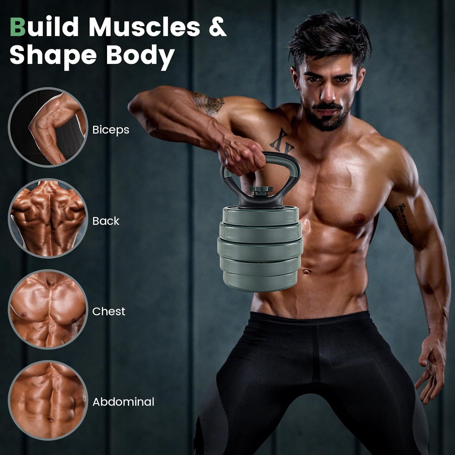 GYMAX Adjustable Dumbbell Set, 4 in 1 Free Weight Set with Connector, 92/47 LBS Used As Dumbbells, Barbells, Kettlebells, Push up Stands, Weight Lifting Training Equipment for Home Gym Workout Exercise - Image 9