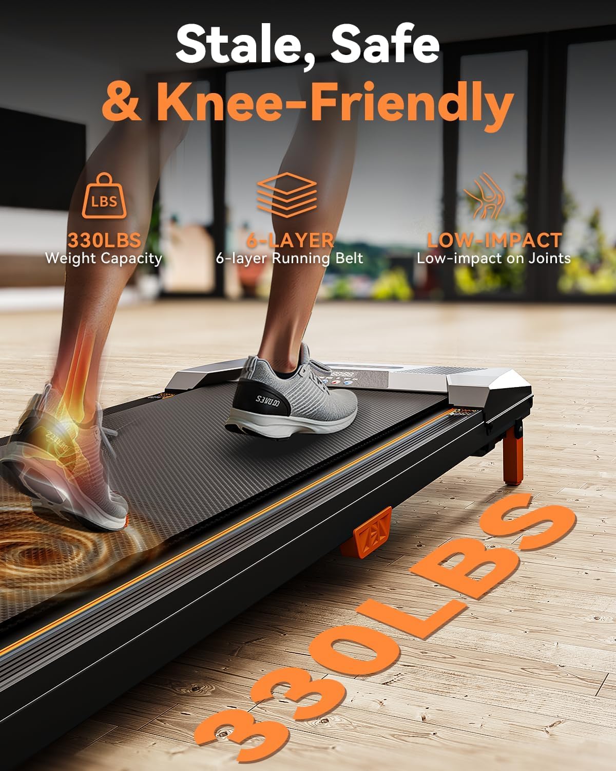 Walking Pad Treadmill, BestGod Incline Under Desk Treadmill 330lbs Capacity, 2.5HP Portable Treadmills for Home, Compact Treadmills Mini Walking Pad, Running Machine with Remote Control - Image 3