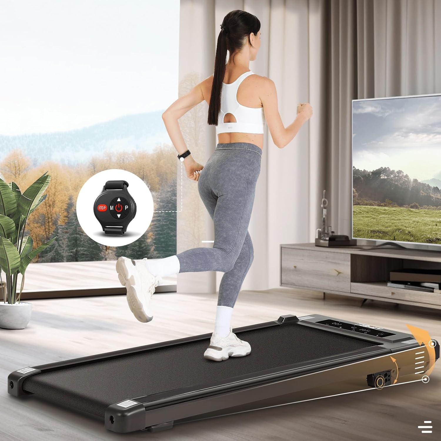 Walking Pad Under Desk Treadmill Portable 2.5HP for Home Office, Walking Treadmill Electric Quiet for Home/Apartment/Flat, Walking Jogging Machine with Remote Control and LED Dispaly - Image 3