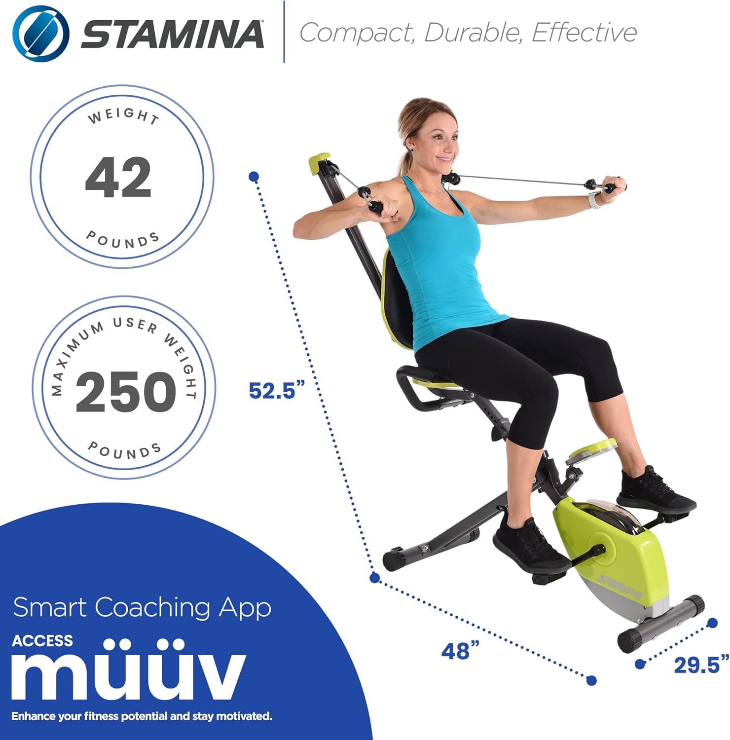 Stamina Wonder Exercise Bike | Build Upper and Lower Body Strength on One Machine | Includes Two Online Workout Videos, Chartreuse and Gray - Image 3