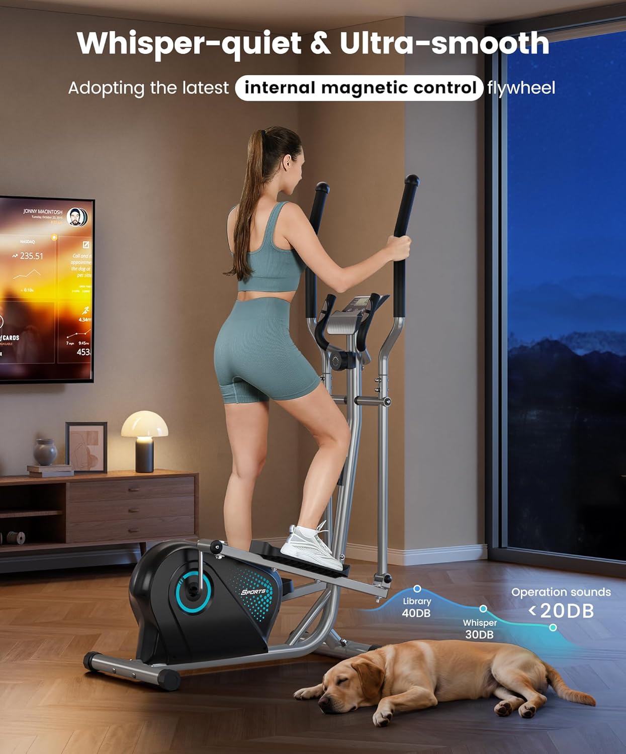 Dripex Elliptical Exercise Machine, Magnetic Elliptical Machine for Home, Hyper-Quiet Elliptical Training Machines w/ 6KG Flywheel, 16 Resistance Levels, Pulse Sensor, LCD Monitor - Image 3