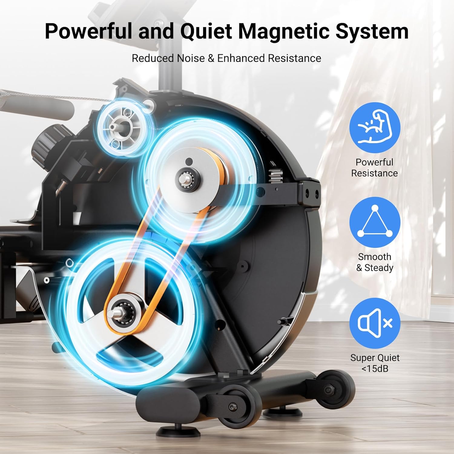 Dripex Rowing Machines for Home Use, Rowing Machine Magnetic Rower, Max 350 LBS, 16 Levels of Workout Resistance, Dual Slide Rail, Bluetooth App Compatible, LCD Monitor, Row Machine for Gym Exercise - Image 2