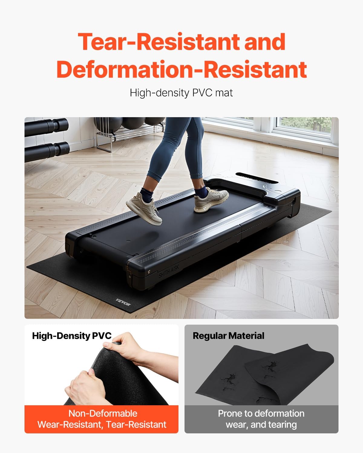 VEVOR Treadmill Mat for Carpet Floor, Exercise Equipment Mat for Treadmills, Stationary & Recumbent Bikes, High Density PVC Floor Protector Gym Mats, Waterproof and Non-Slip for Home Gym - Image 3