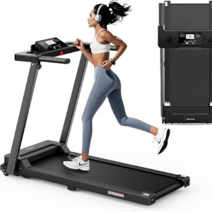 Treadmills for Home, KEY2FUN Portable Foldable Treadmill, Walking Pad with Handle Bar, Lightweight Folding Treadmill with 300 LBS Capacity, 3.0 HP Walking Pad with LED Display