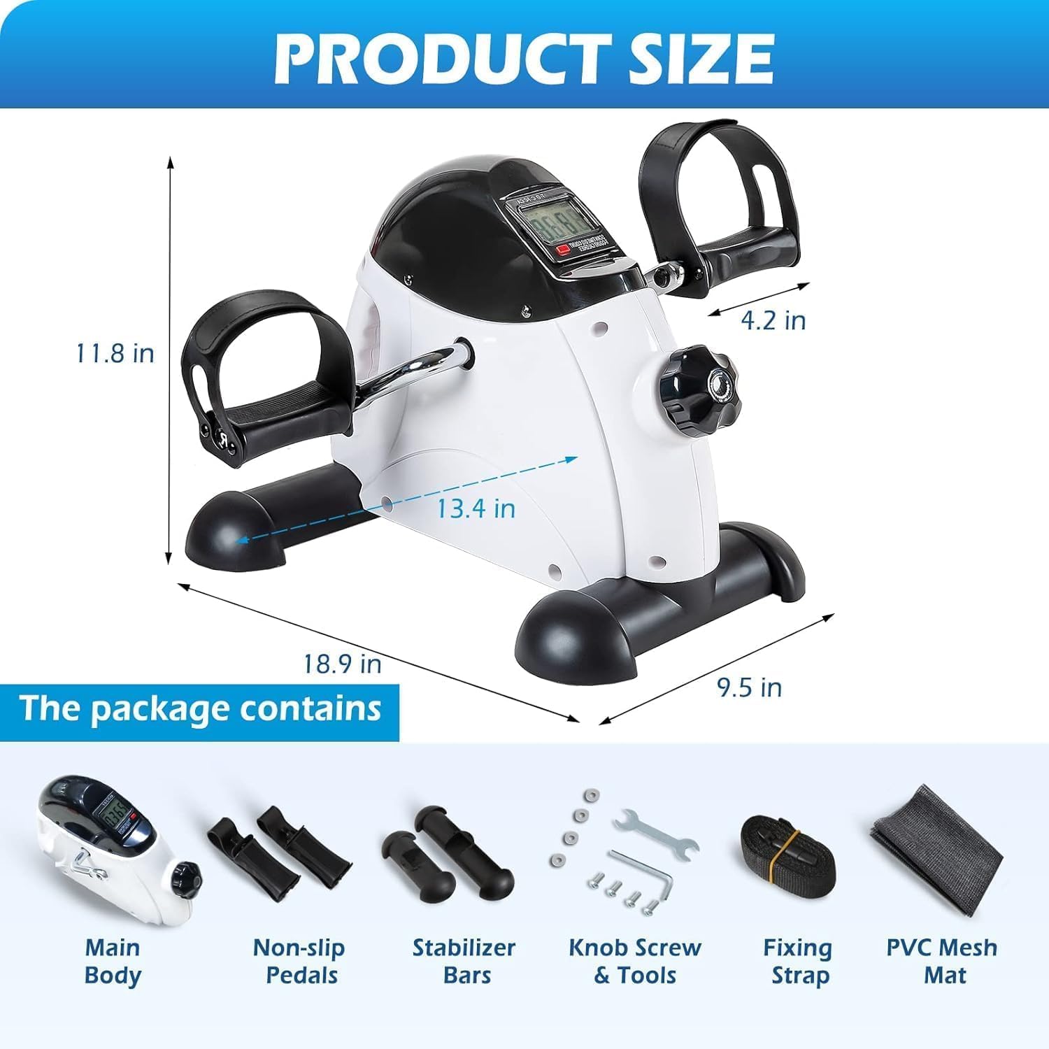 TABEKE Under Desk Bike Pedal Exerciser - Mini Exercise Bike for Arm/Leg Exercise, Pedal Exerciser for Seniors with LCD Display - Image 7