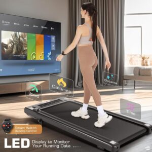 Walking Pad Under Desk Treadmill Portable 2.5HP for Home Office, Walking Treadmill Electric Quiet for Home/Apartment/Flat, Walking Jogging Machine with Remote Control and LED Dispaly