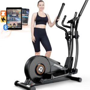pooboo Elliptical Machine, Elliptical Exercise Machine with 16-Level Resistance&Hyper-Quiet Magnetic Driving System, Elliptical Machine for Home with LCD Monitor&15.5IN Stride, 350LBS Weight Capacity