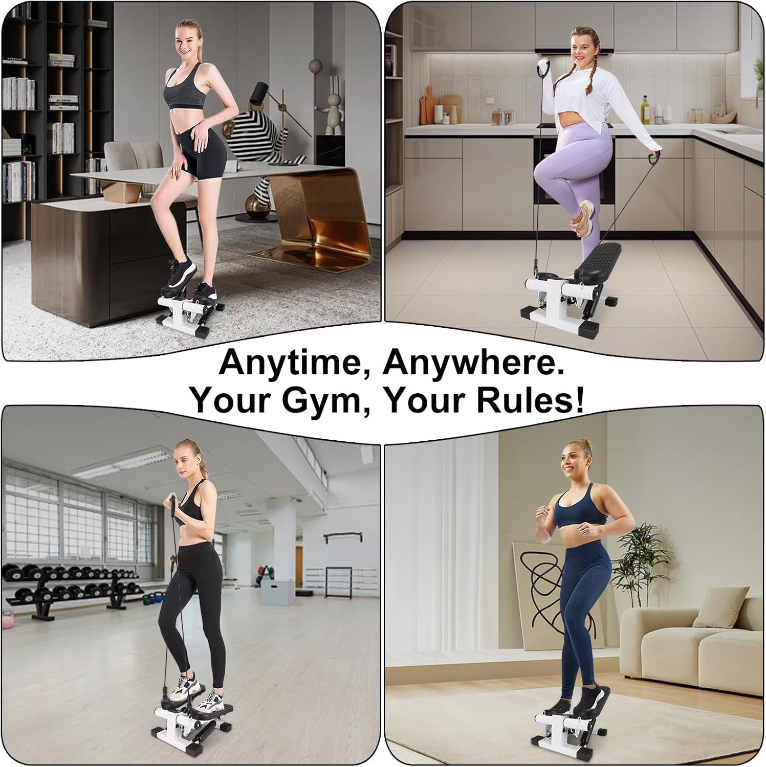 Mini Stepper for Home Exercise, Portable Stair Stepper with LCD Monitor and Resistance Bands, 260lbs Weight Capacity, Twist Stepper for Full Body Workout - Image 6