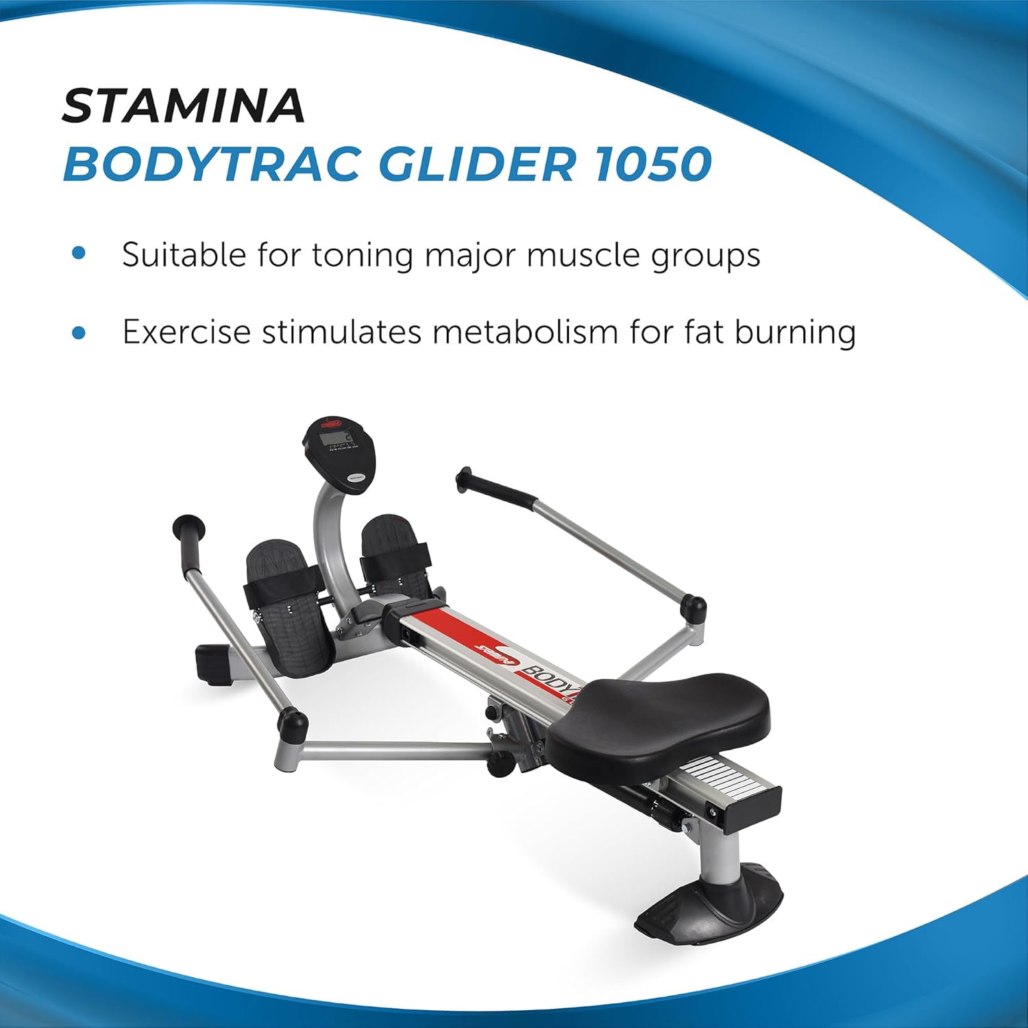 Stamina BodyTrac Glider Hydraulic Rowing Machine with Smart Workout App - Rower Workout Machine with Cylinder Resistance - Up to 250 lbs Weight Capacity - Image 3