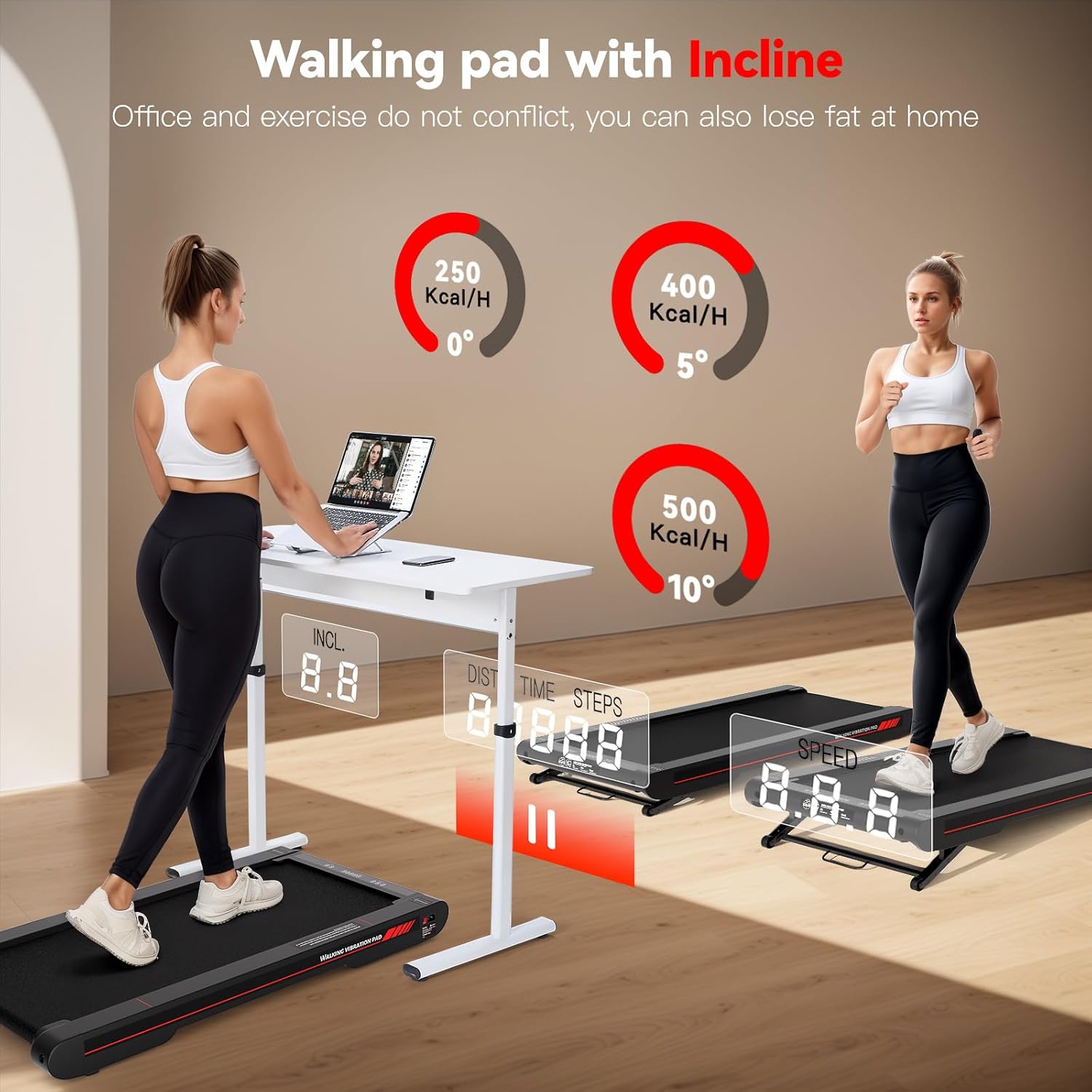Sperax Walking Vibration Pad,Under Desk Treadmills for Home,4 in 1 Vibration Plate Exercise Machine,Portable Walking Pad with APP,350 Lb Capacity Multifunctional Treadmill Pro Max - Image 5