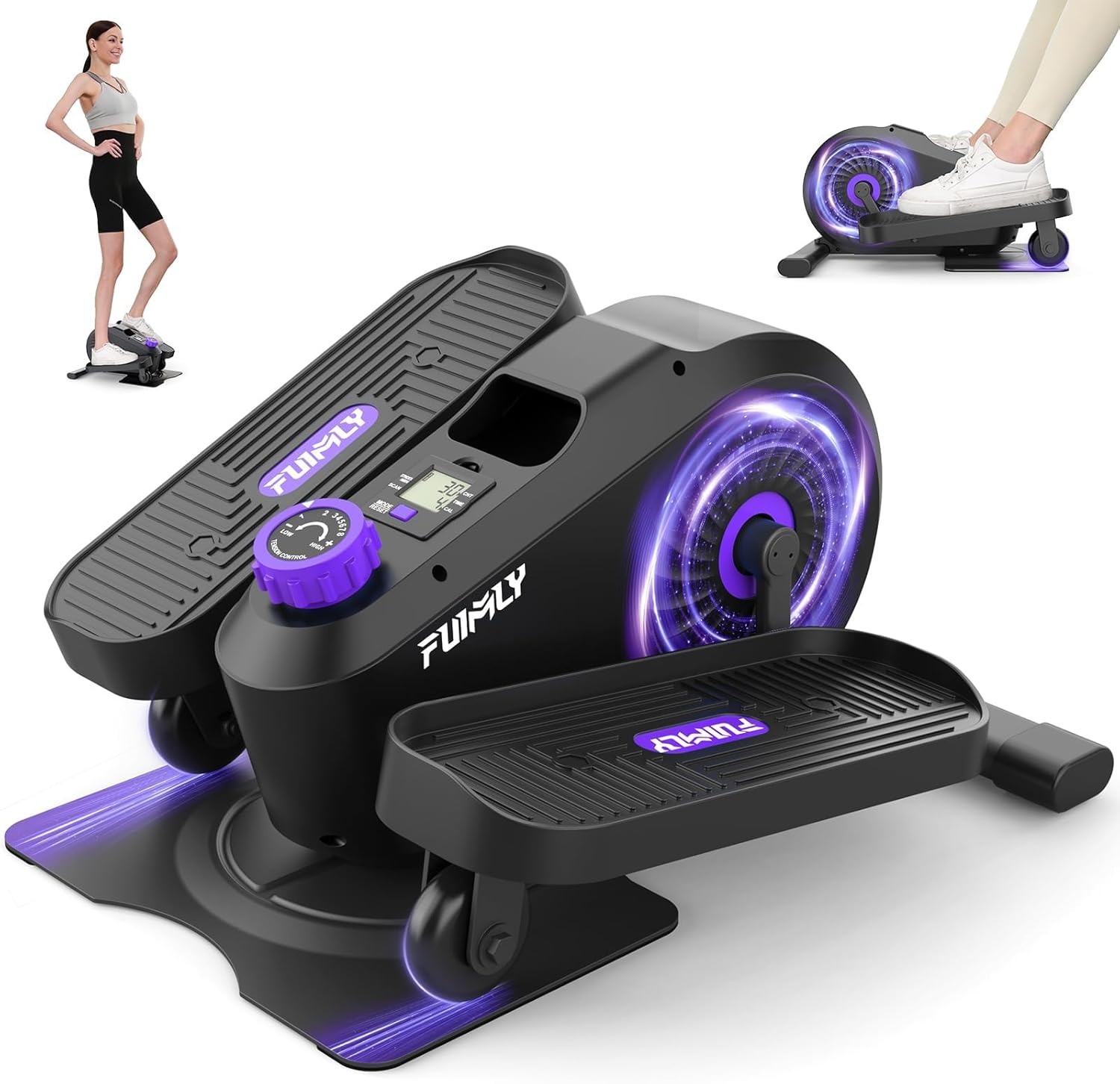 FUNMILY Under Desk Elliptical, Under Desk Bike Pedal Exerciser, Fully Assembled Leg Exerciser 2 in 1 Seated Standing Elliptical, Ultra-Quiet Mini Elliptical Machines for Home Office Use Black