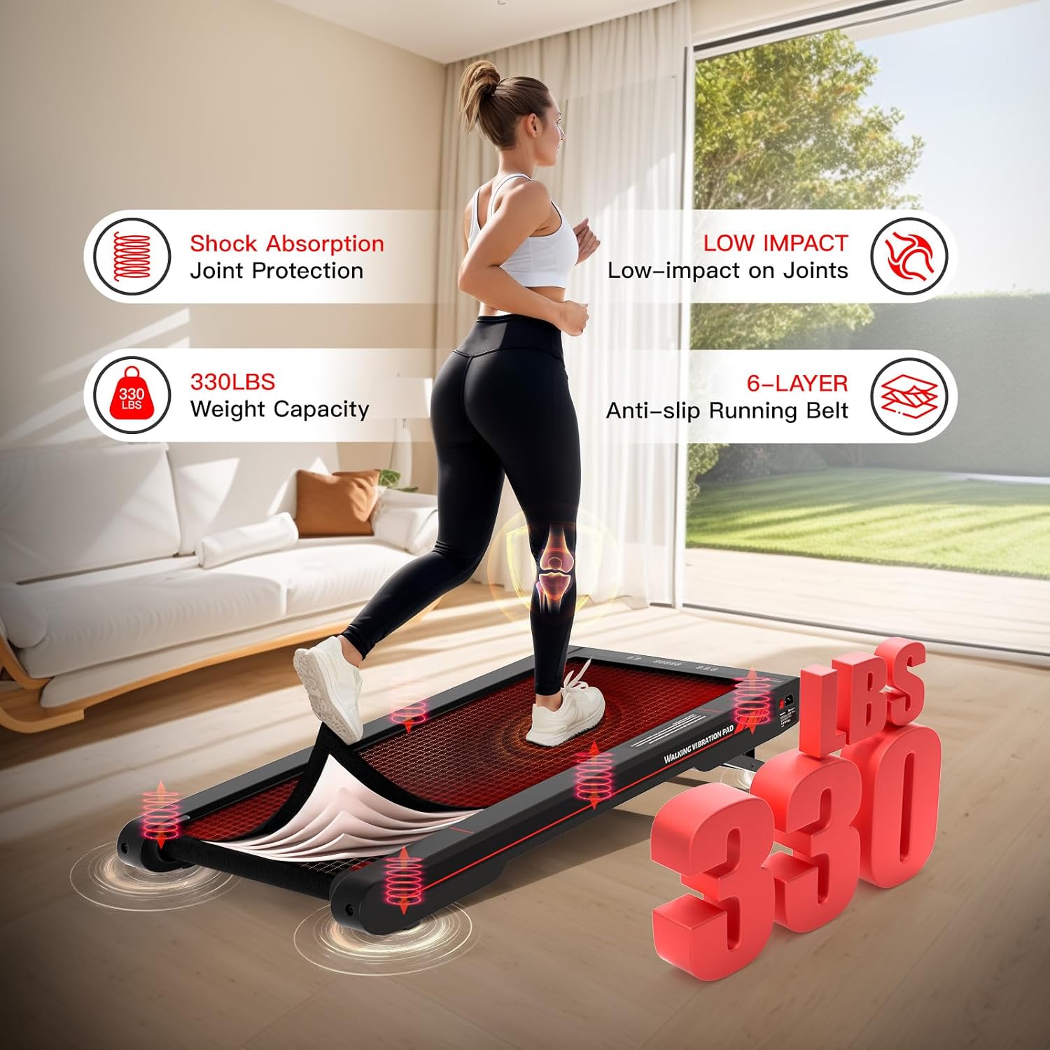 Sperax Walking Vibration Pad,Under Desk Treadmills for Home,4 in 1 Vibration Plate Exercise Machine,Portable Walking Pad with APP,350 Lb Capacity Multifunctional Treadmill Pro Max - Image 6