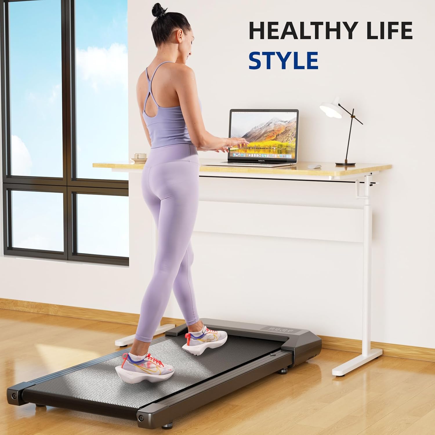 SupeRun Walking Pad, Under Desk Treadmill, 3 in 1 Portable Treadmill with Remote Control LED Display, 2.5 HP Quiet Walking Jogging Machine for Office Home Use, 300 Lbs Capacity - Image 3