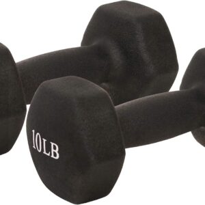 Sunny Health & Fitness Neoprene Coated Hex Shaped Dumbbell Non-Slip Fitness Weights for Home Gym Exercise, Full Body Workout Strength Building, Weight Loss, Sold in Pairs – Sizes – 2LB, 5LB, 8LB, 10LB
