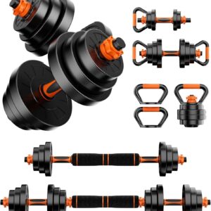Adjustable Dumbbell Set 20LBS/50LBS/70LBS/90LBS Free Weights Dumbbells,4 in1 Weight Set,Dumbbell, Barbell, Kettlebell, Push-up, Home Gym Fitness Workout Equipment for Men Women