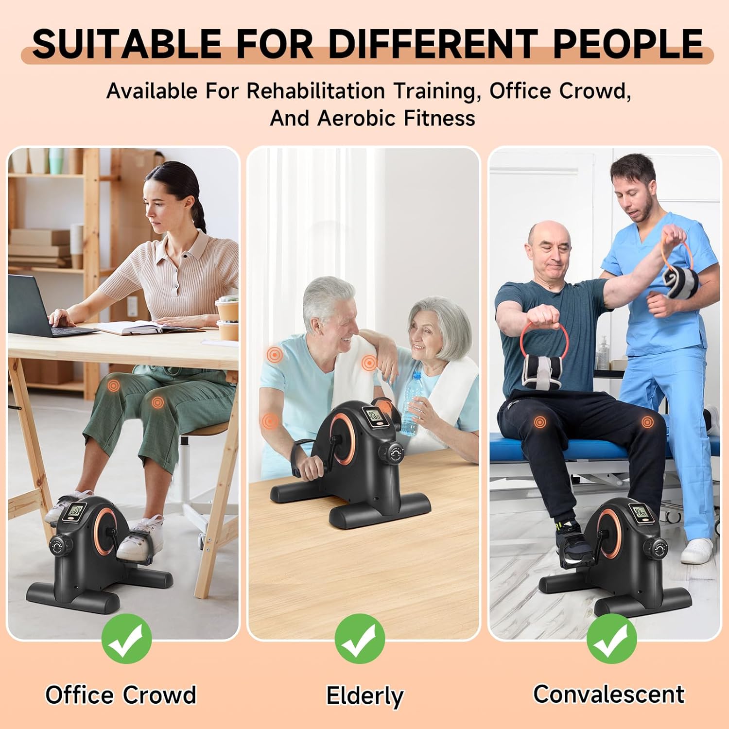 Mini Exercise Bike, Portable Under Desk Bike Pedal Exerciser with Quiet Magnetic Resistance, Portable Foot Cycle Arm&Leg Exercise Bike for Seniors Peddler Machine with LCD Display - Image 6