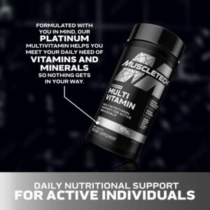 Muscletech Platinum Multivitamins for Men & Women – Multi-Vitamin Supplement for Immune Support – 18 Vitamins & Minerals, Vitamin A C D E B6 B12 – Daily Workout Supplements for Men – 180 Capsules