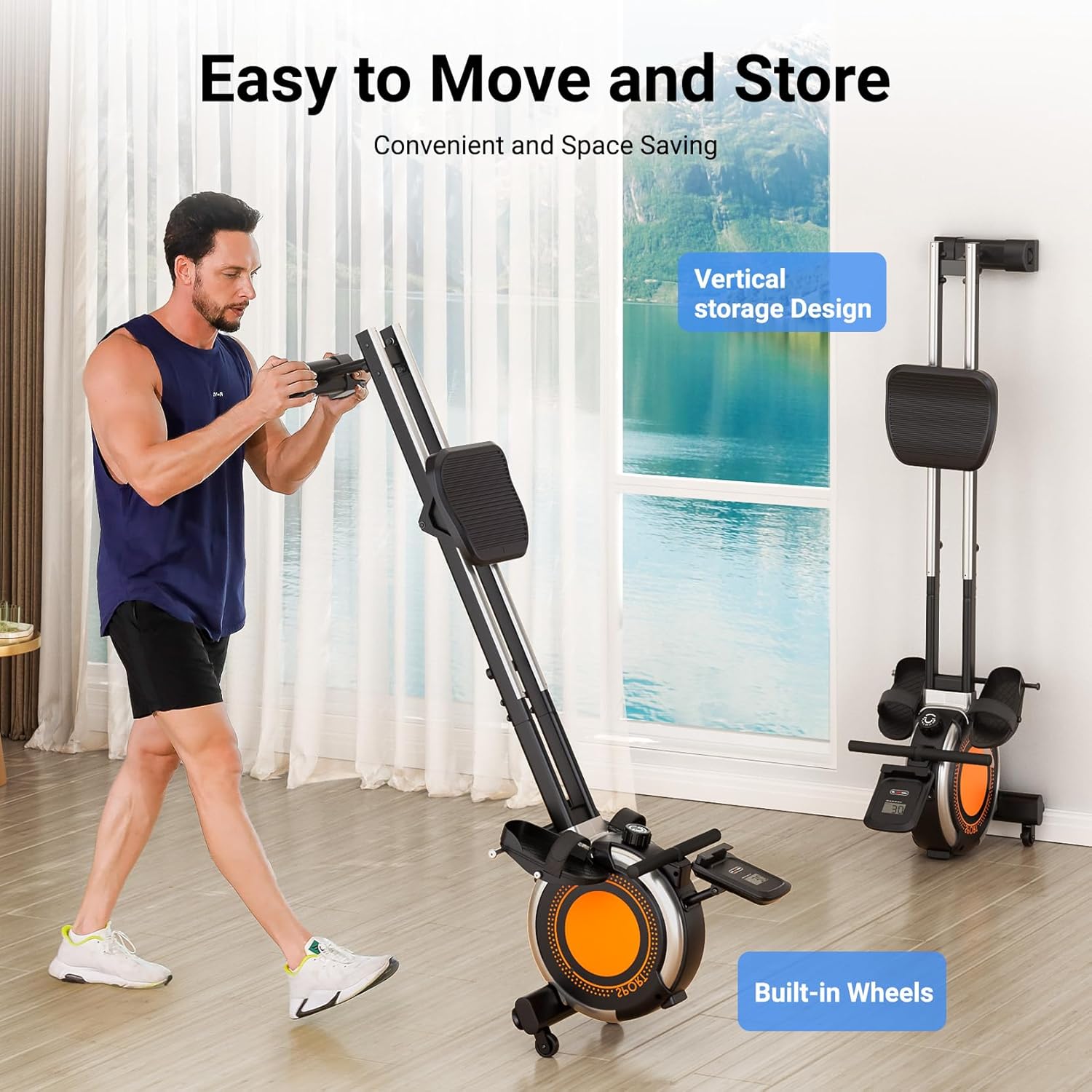 Dripex Rowing Machines for Home Use, Rowing Machine Magnetic Rower, Max 350 LBS, 16 Levels of Workout Resistance, Dual Slide Rail, Bluetooth App Compatible, LCD Monitor, Row Machine for Gym Exercise - Image 7