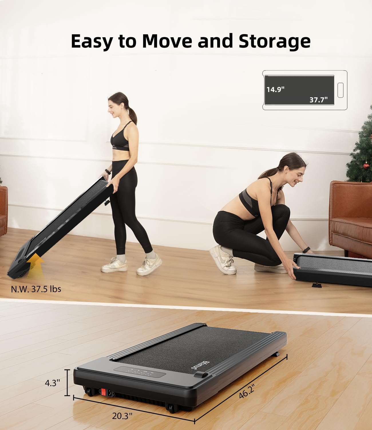Walking Pad - Under Desk Treadmill for Home/Office, Portable with Remote Control LED Display - Ideal for Fitness Enthusiasts - Image 6