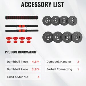 Adjustable Dumbbell Set, 40lbs or 60lbs Free Weight Set with Connector, 2 in 1 or 4 in 1 Dumbbell Set for Home Gym Exercise used as Dumbbells, Barbell or Kettlebells, Multiple Sizes