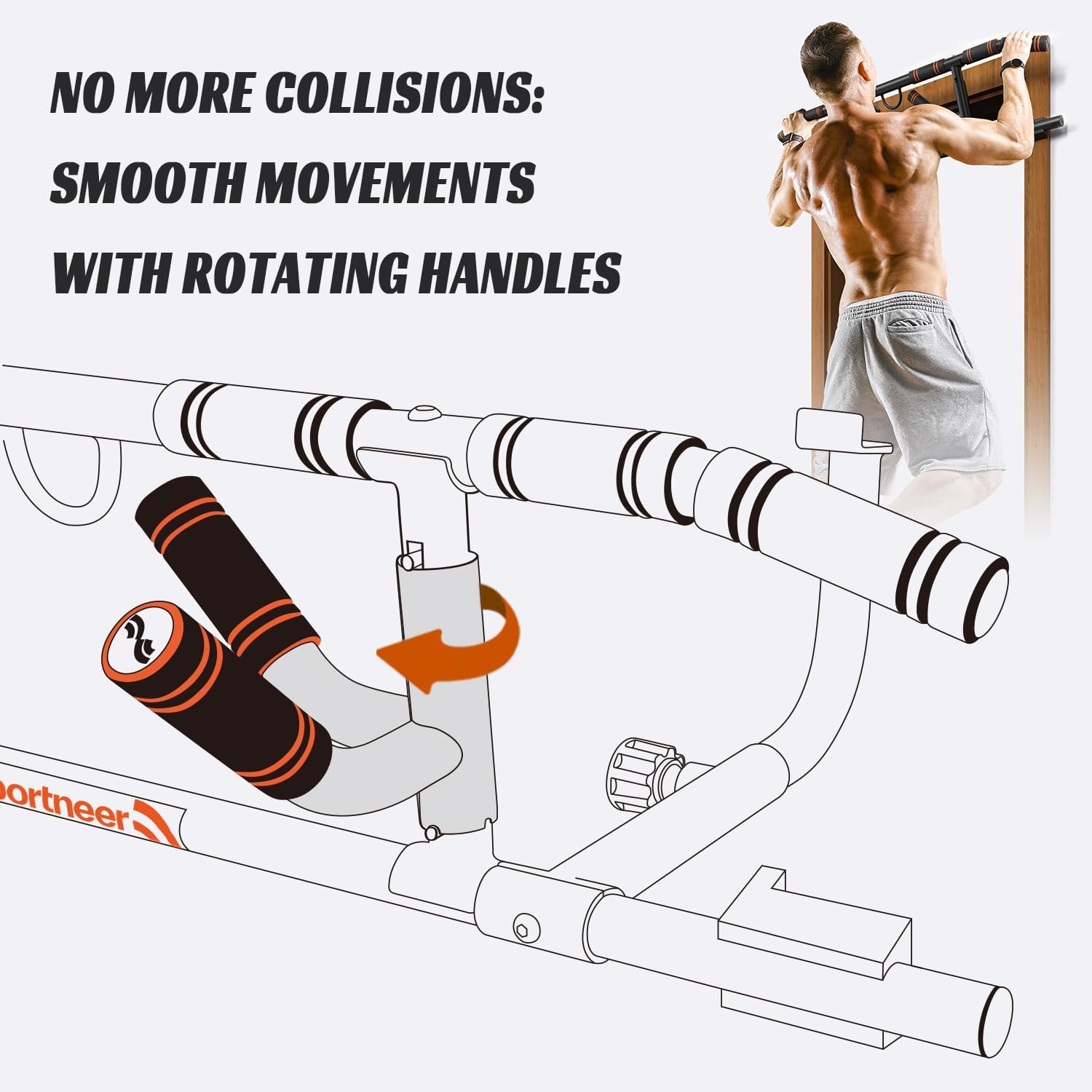 2025 Upgrade Pull up Bar for Doorway with Folding Handle, Door Pull up Bar Door Frame Multi-Grip Upper Body Trainer, 440lb Capacity, Indoor Fitness for Home Gym Strength Training - Image 3