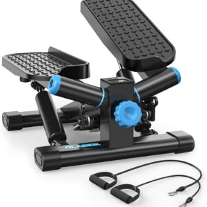 Steppers for Exercise at Home, Twist Stepper with 350LBS Loading Capacity, Mini Stepper with Resistance Bands, Hydraulic Fitness Stair Stepper for Home with LCD Monitor