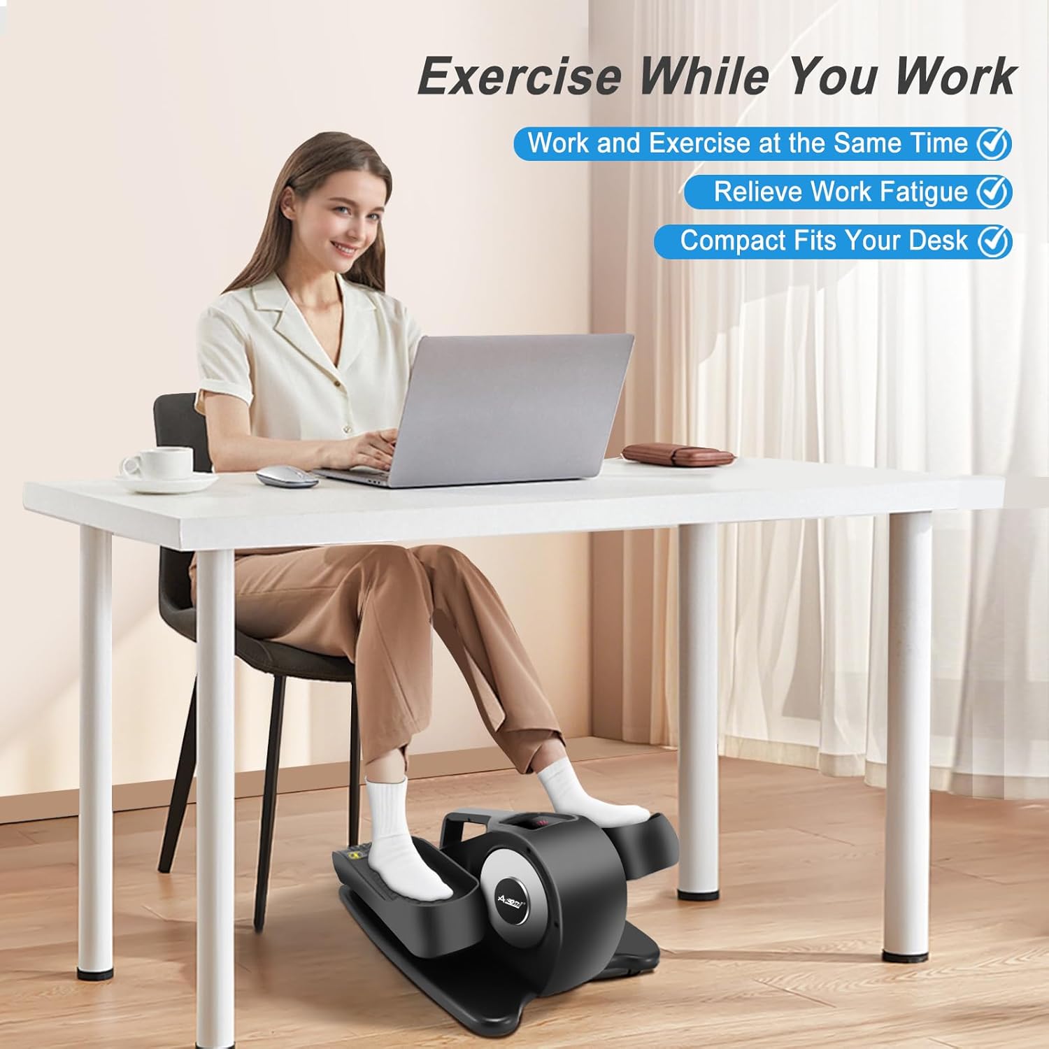 Under Desk Elliptical Machine, Ellipse Leg Exerciser for Seniors Adults, Adjustable Speeds Elliptical Trainer with Remote Control, Quiet & Portable Mini Seated Pedal Exerciser for Home Office Use - Image 6