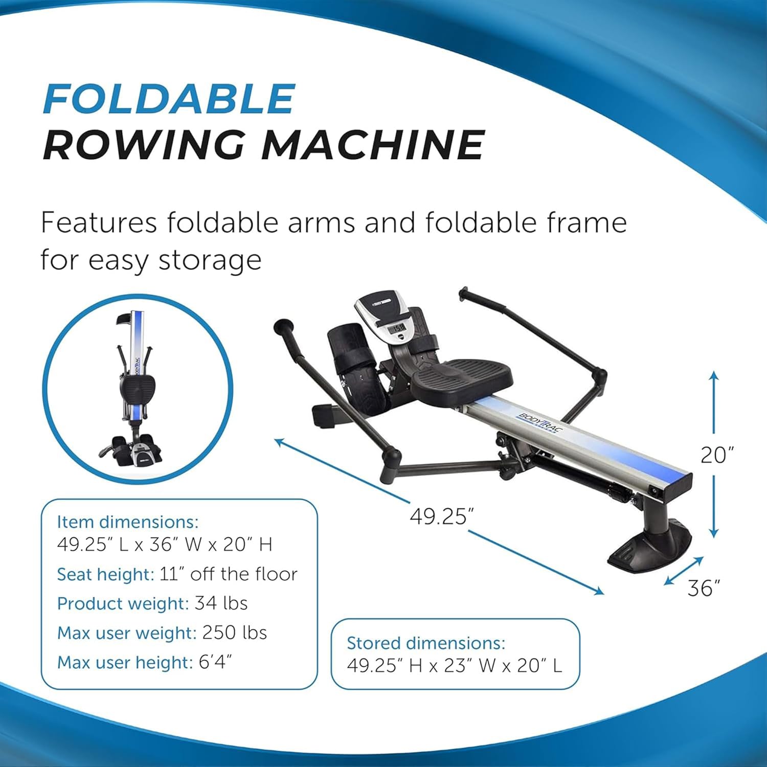 Stamina BodyTrac Glider Exercise Rowing Machine - Image 6