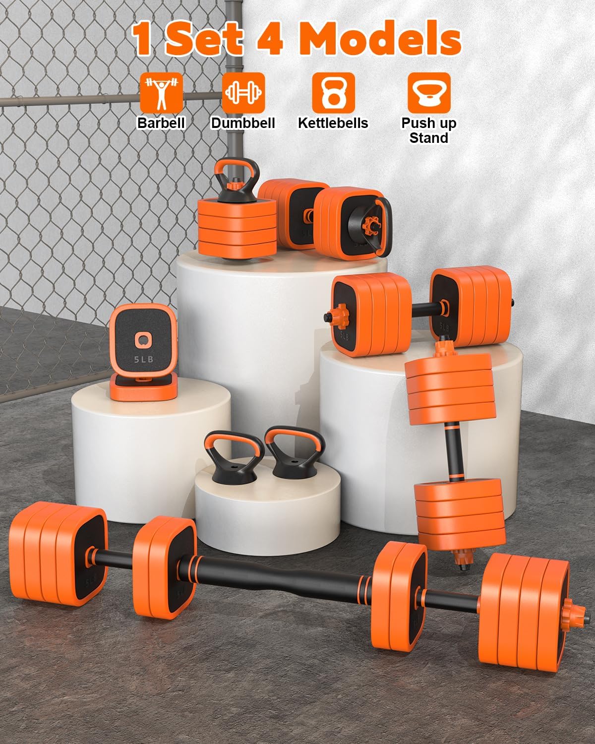 Adjustable Dumbbells Set, 45/65/85 lbs Free Weight Set with Connector, 4 in1 Dumbbells Set for Home Gym Workout - Image 2