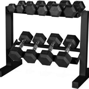 CAP Barbell 150 lb Dumbbell Set with 2-Tier Rack | Multiple Options