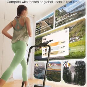 UREVO Strol 2E Smart 2-in-1 Folding Treadmill, Compact Walking Pad with Safety Handle, Plug and Play, Dual LED Display, Workout APP, Walking or Running for Home Office, Remote Included
