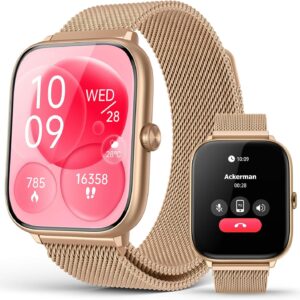 2025 Smart Watches for Women with Blood Pressure Monitor, 2.06″ AMOLED Display, IP68 Waterproof Fitness Tracker, 118 Sports Modes, Heart Rate/SpO2/Sleep Monitor, Compatible with Android iPhone