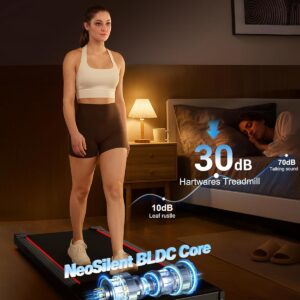 NeoSilent Walking Pad Treadmill Under Desk for Home with BLDC Core and Extra-Large Belt, App and Remote Control, Portable and Compact for Small Space