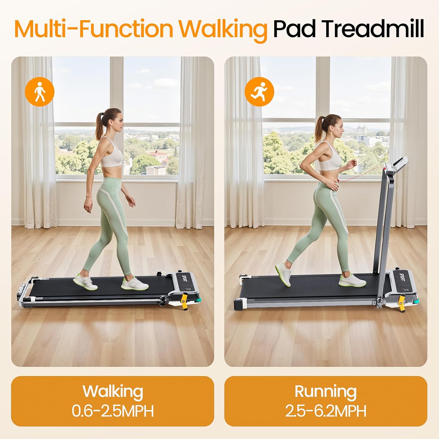 Walking Pad with Incline - Dual-Sided 2 in 1 Under Desk Treadmill with Shiatsu Foot Massager, 330LBs Walking Pad Treadmills for Home and Office, LED Display and Remote Control - Image 6