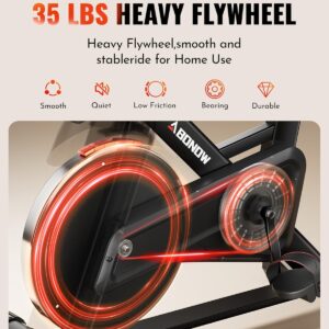 Exercise Bike, Low Noise Stationary Bikes for Home, Adjustable Brake Pad Indoor Cycling Bike, 300lbs Capacity Compact Workout Bike with Tablet Mount & Comfortable Padded Seat