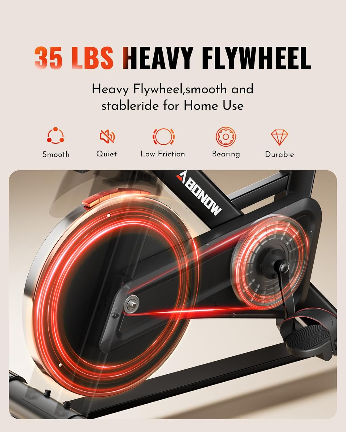 Exercise Bike, Low Noise Stationary Bikes for Home, Adjustable Brake Pad Indoor Cycling Bike, 300lbs Capacity Compact Workout Bike with Tablet Mount & Comfortable Padded Seat - Image 2